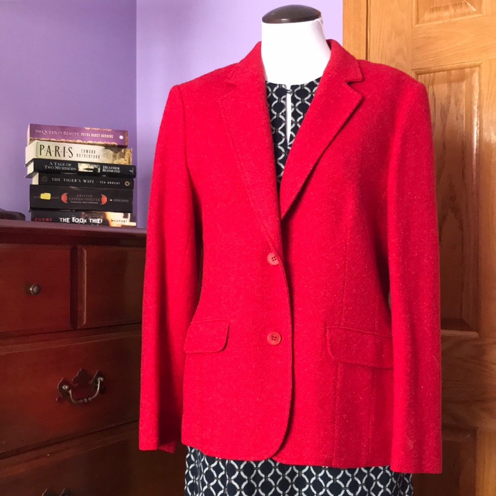 PENDLETON 🌟 100% Wool Vintage Blazer, Tomato Red, gorgeous saturated color, USA